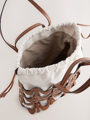 Tan Brown Weave Structured Shoulder Bag - Image 8 of 9
