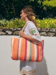 Orange Straw Shoulder Bag - Image 1 of 10
