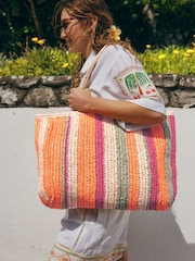 Orange Straw Shoulder Bag - Image 2 of 10