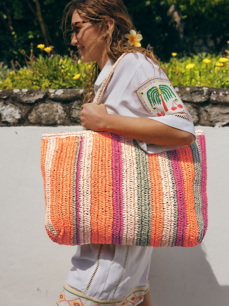 Orange Straw Shoulder Bag - Image 2 of 10