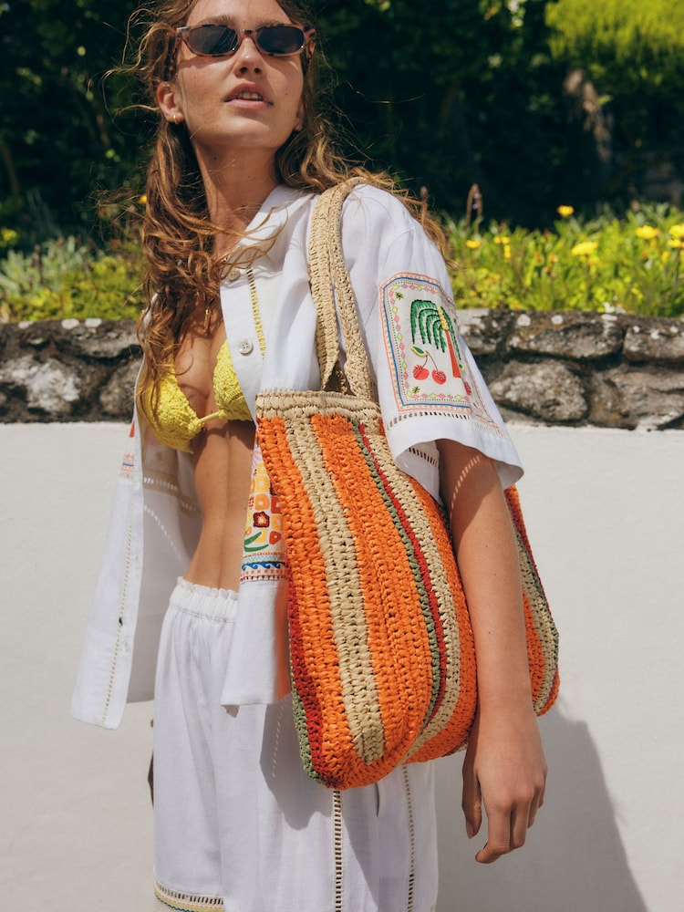 Orange - Schultertasche aus Stroh - Image 3 of 10
