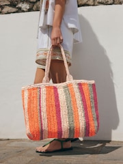 Orange Straw Shoulder Bag - Image 4 of 10