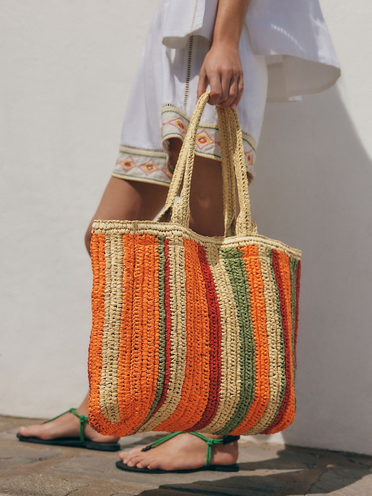 Orange - Schultertasche aus Stroh - Image 5 of 10