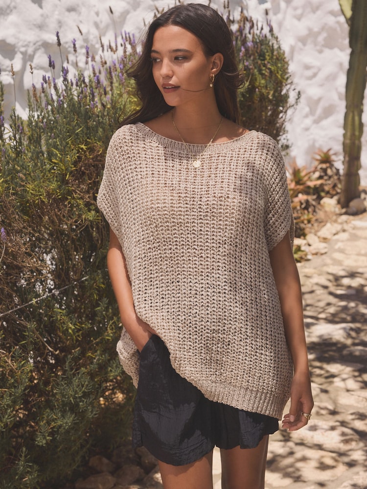 Stone Slouchy Knit Tank - Image 1 of 7