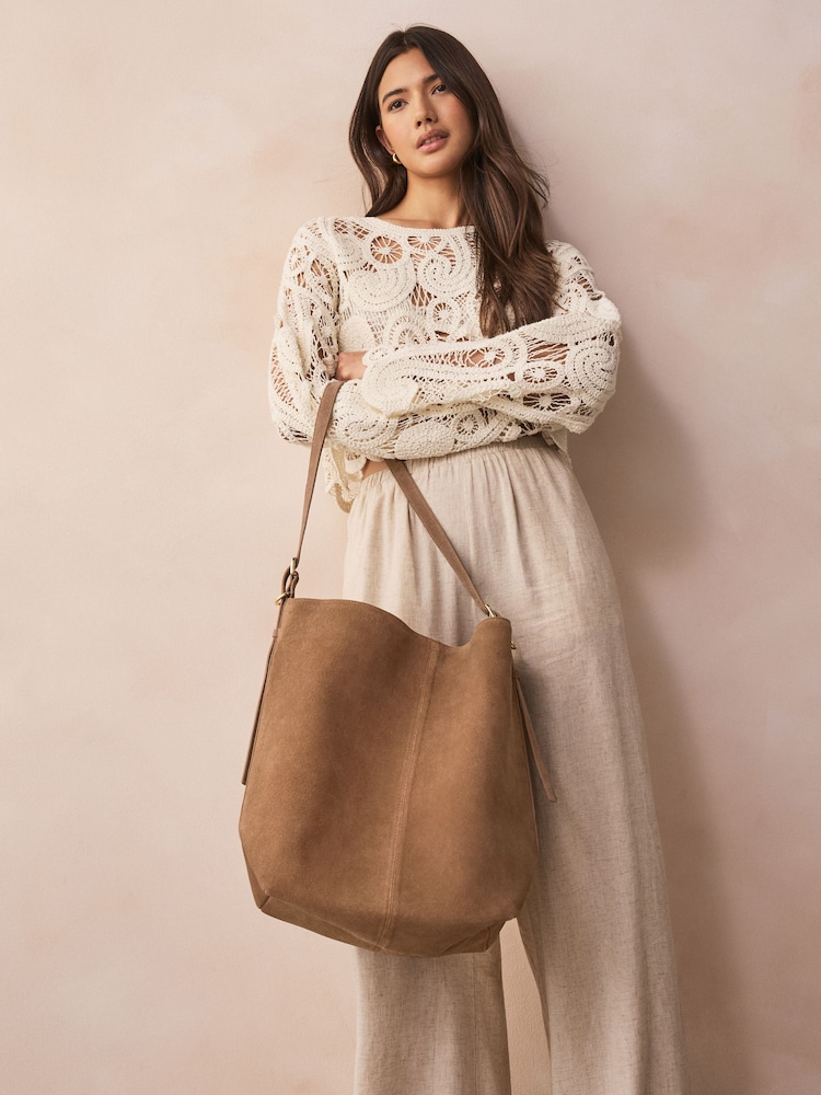 Tan Brown Suede Shoulder Bag - Image 2 of 9