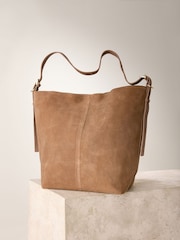 Tan Brown Suede Shoulder Bag - Image 5 of 9