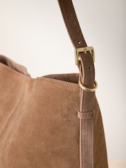 Tan Brown Suede Shoulder Bag - Image 6 of 9