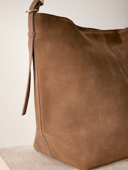 Tan Brown Suede Shoulder Bag - Image 7 of 9