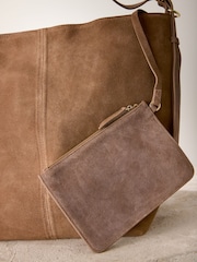 Tan Brown Suede Shoulder Bag - Image 8 of 9