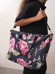 Black Floral Foldaway Shoulder Bag - Image 1 of 8
