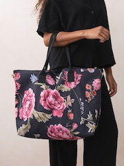 Black Floral Foldaway Shoulder Bag - Image 2 of 8