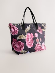 Black Floral Foldaway Shoulder Bag - Image 5 of 8