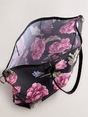 Black Floral Foldaway Shoulder Bag - Image 7 of 8