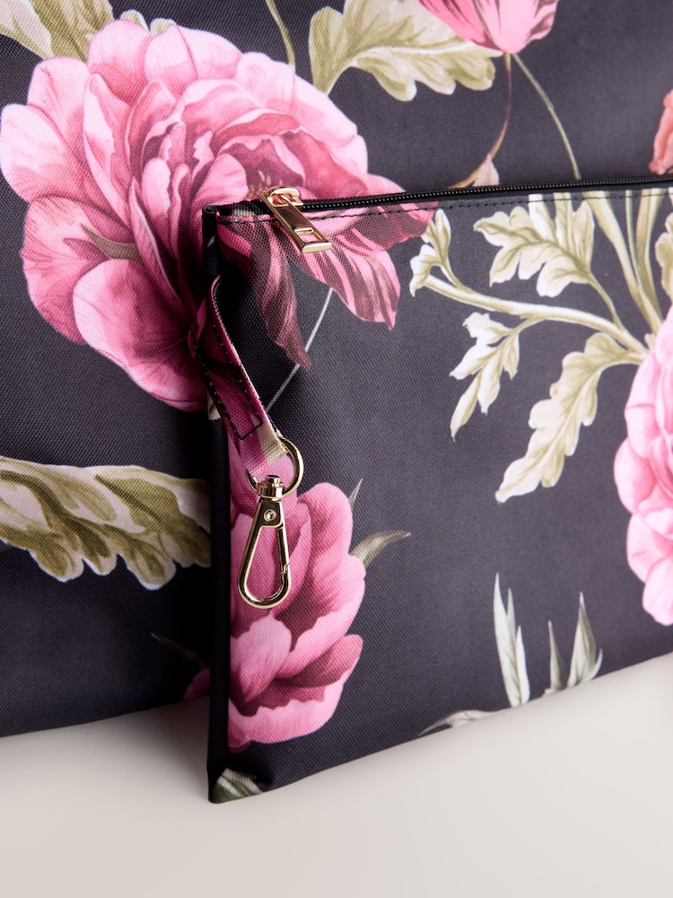 Black Floral Foldaway Shoulder Bag - Image 8 of 8