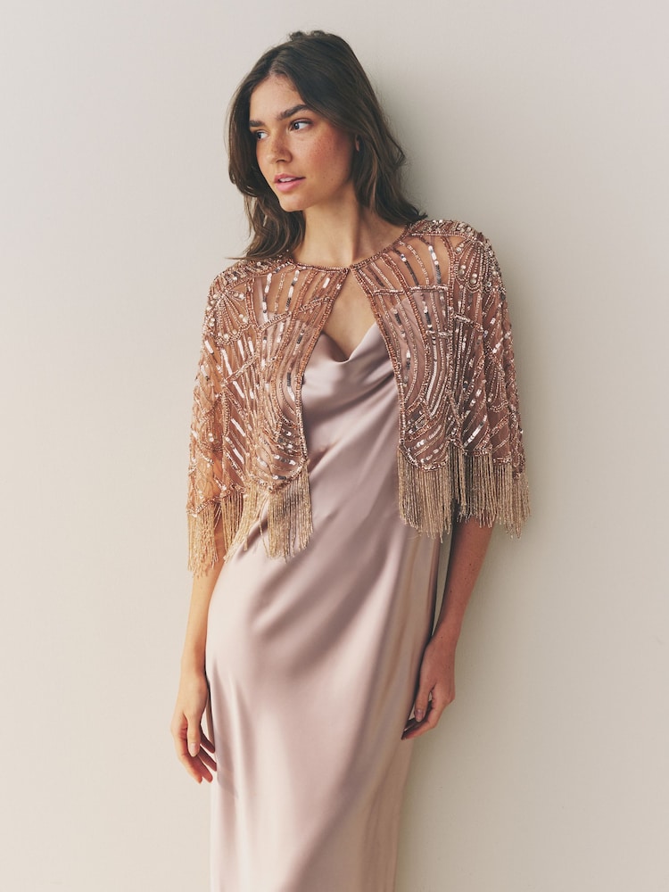 Rose Gold Embellished Cape - Image 1 of 8