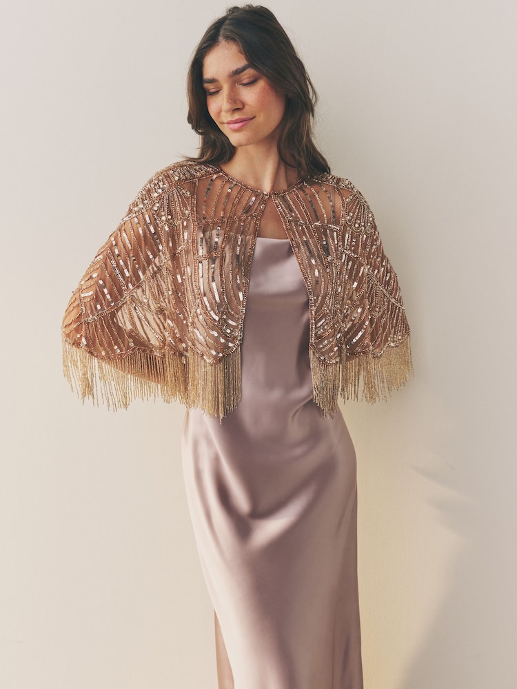 Rose Gold Embellished Cape - Image 2 of 8
