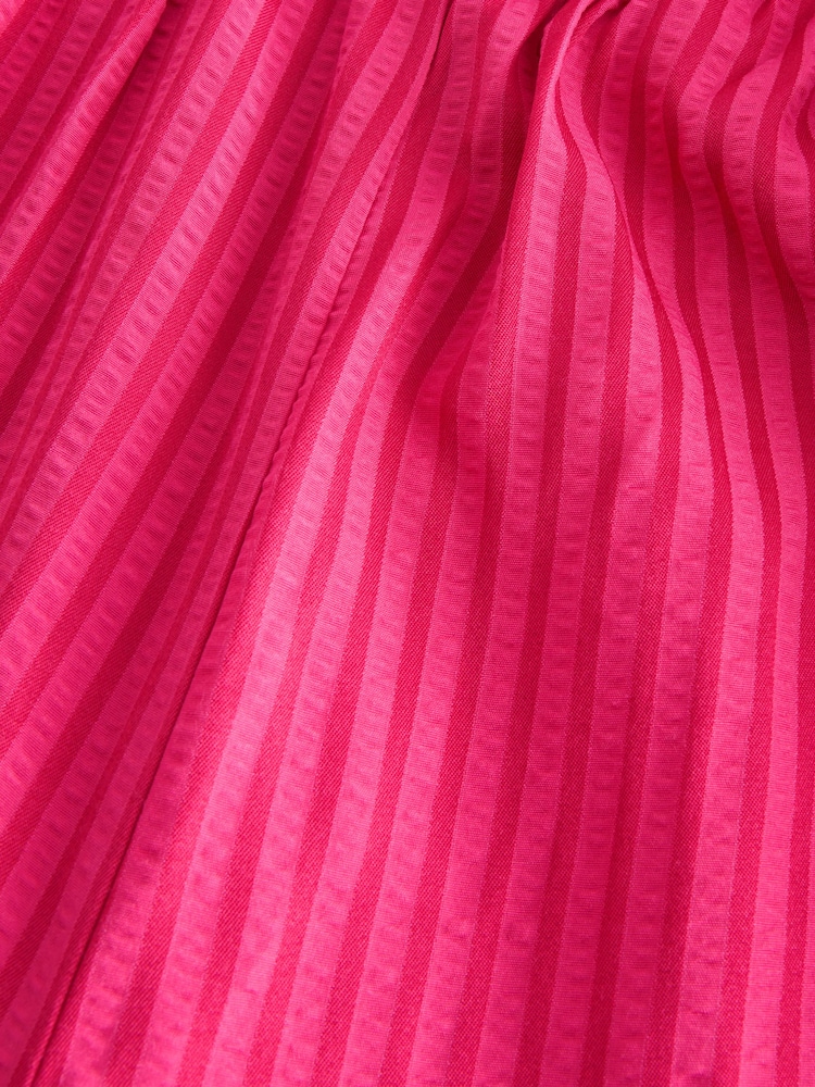 Bright Pink Stripe Bandeau Seersucker Jumpsuit - Image 6 of 7