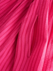 Bright Pink Stripe Bandeau Seersucker Jumpsuit - Image 7 of 7