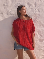 Red Slouchy Knit Tank - Image 1 of 8