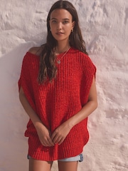 Red Slouchy Knit Tank - Image 2 of 8