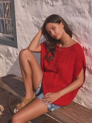 Red Slouchy Knit Tank - Image 3 of 8