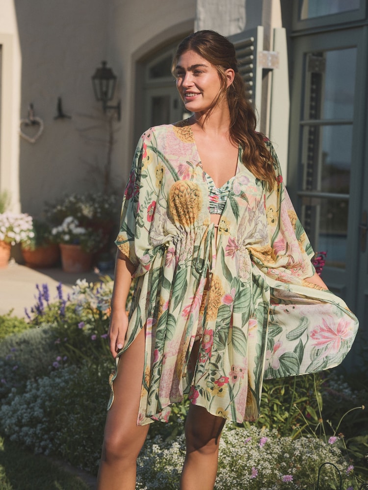 Floral Kew Collection Tie Waist Kimono - Image 1 of 9
