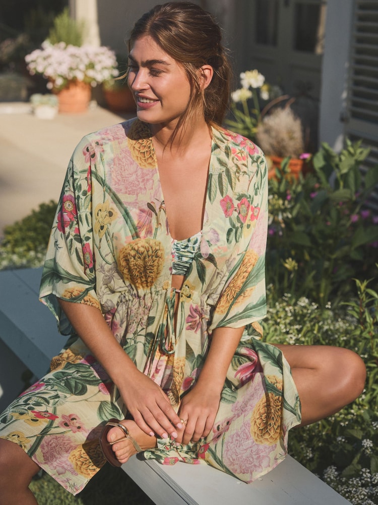Floral Kew Collection Tie Waist Kimono - Image 2 of 9
