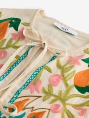 Bright Floral Print Embroidered Cropped Waistcoat - Image 9 of 10