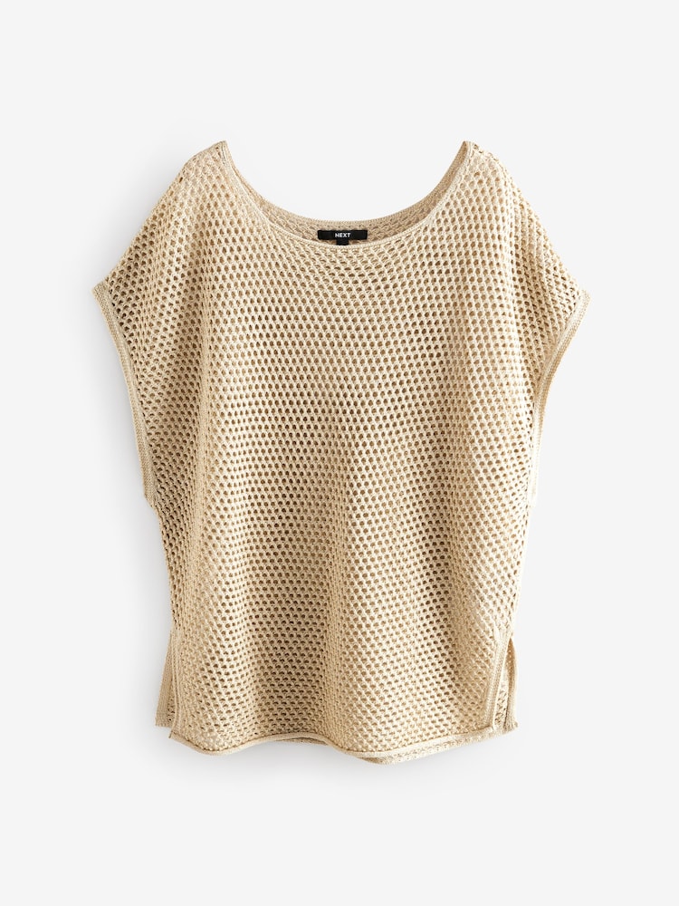 slim fit dress slacks Gold Mesh Knit Cover Up Midi Dress - restock! main image 1