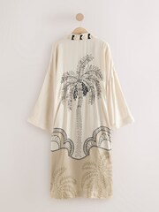 Embroidered Palm Longline Kimono Cover-Up - Image 10 of 12