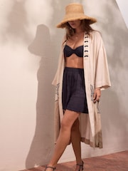 Embroidered Palm Longline Kimono Cover-Up - Image 3 of 12