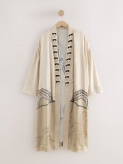 Embroidered Palm Longline Kimono Cover-Up - Image 9 of 12