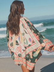 Tropical Floral Short Kimono Cover-Up - Image 5 of 9