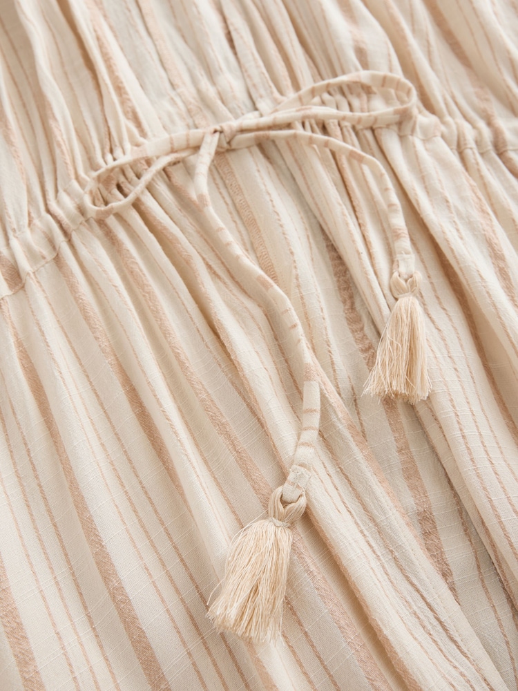 Neutral Stripe Tie Front Maxi Length Kimono - Image 9 of 9