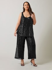 Evans Sequin Wide Leg Black Trousers - Image 3 of 7