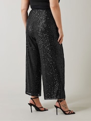 Evans Sequin Wide Leg Black Trousers - Image 4 of 7