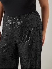Evans Sequin Wide Leg Black Trousers - Image 5 of 7
