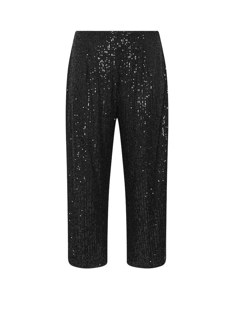 Evans Sequin Wide Leg Black Trousers - Image 7 of 7