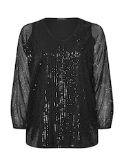 Evans V-Neck Long Sleeve Sequin Top - Image 2 of 2