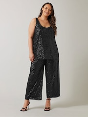 Evans Sequin Mesh Black Vest - Image 2 of 6