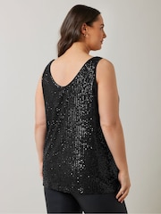 Evans Sequin Mesh Black Vest - Image 3 of 6