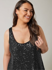 Evans Sequin Mesh Black Vest - Image 4 of 6