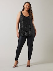 Evans Sequin Mesh Black Vest - Image 5 of 6