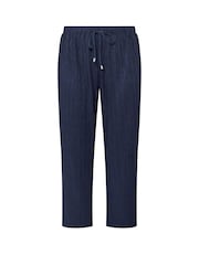 Evans Blue Plisse Wide Leg Trousers - Image 5 of 5