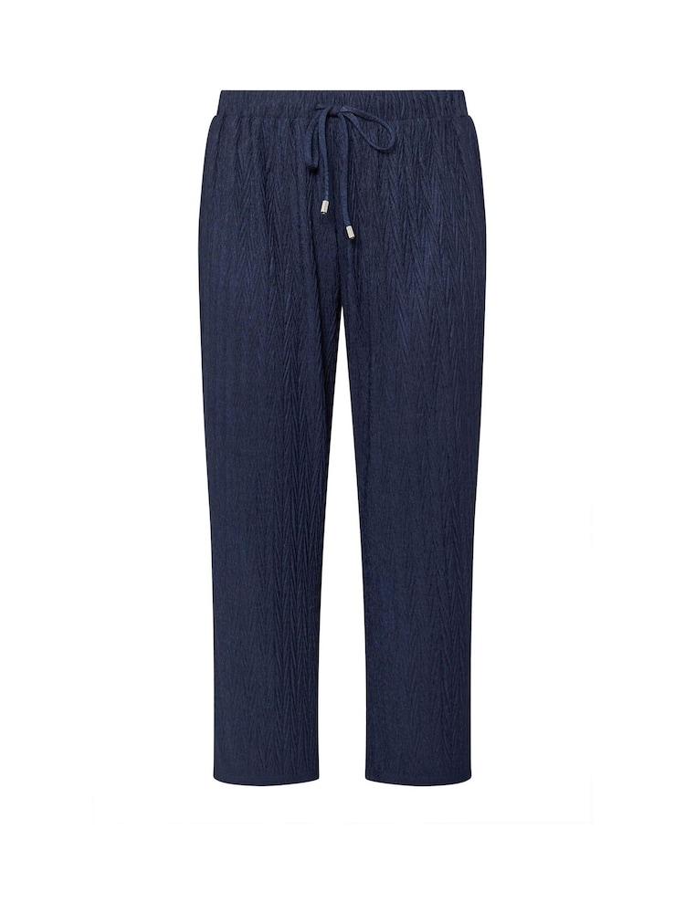 Evans Blue Plisse Wide Leg Trousers - Image 5 of 5