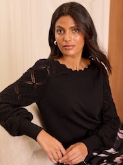 Love & Roses Black Fine Gauge Stitch Detail Jumper - Image 1 of 4