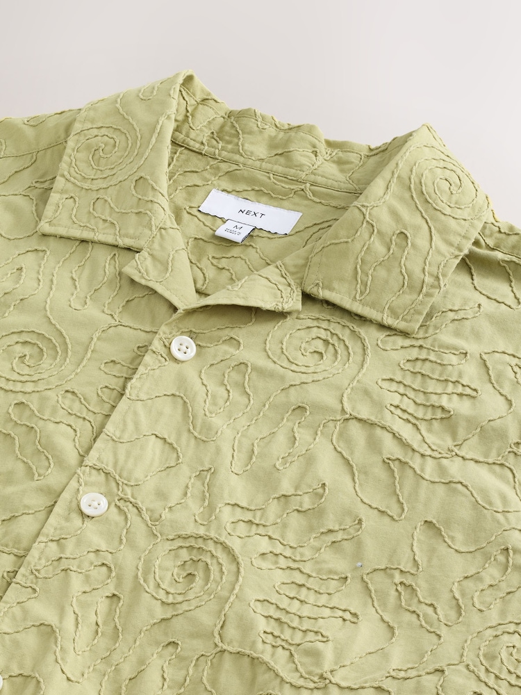 Green Textured Short Sleeve Shirt - Image 8 of 8