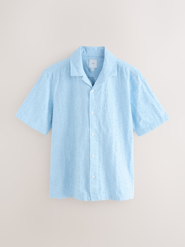 Azul - Camisa de manga corta texturizada - Imagen 1 de 3