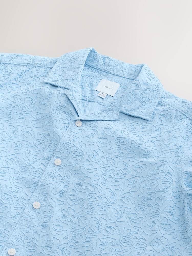 Azul - Camisa de manga corta texturizada - Imagen 3 de 3