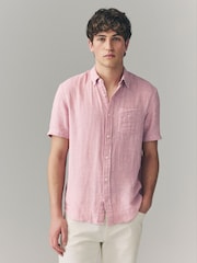 White/Blue/Pink Cotton Linen Blend Short Sleeve Shirt Multipack - Image 2 of 11